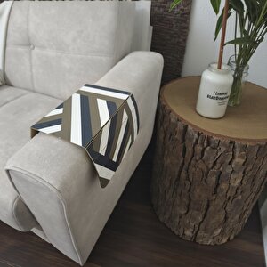 Desenli̇ Katlanabi̇li̇r Koltuk Yani Sehpasi 2li̇ Çi̇zgi̇li̇