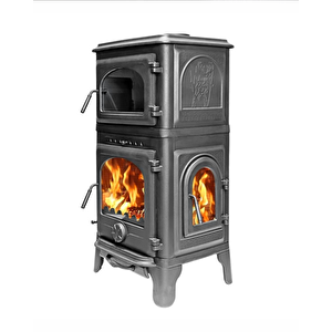 Stove Mengücek Üç Camlı Yan Kapak Fırınlı Döküm Şömine Soba