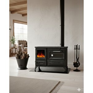 Stove Kırkgöze Büyük Camlı Fırınlı Şömine Soba