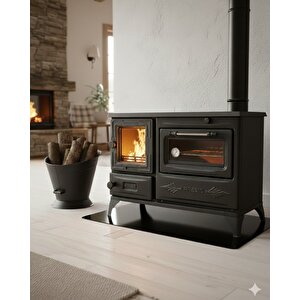 Stove Kırkgöze Büyük Camlı Fırınlı Şömine Soba