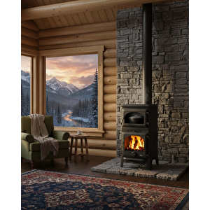 Stove Danışment Fırınlı Küllüklü Döküm Şömine Soba