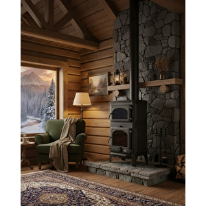 Stove Danışment Fırınlı Küllüklü Döküm Şömine Soba
