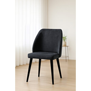 Aras Mutfak/salon Sandalyesi Baby Face Kumaş Metal Siyah Ayak 1 Adet ( Antrasit Kumaş Siyah Ayak) Antrasit - Siyah