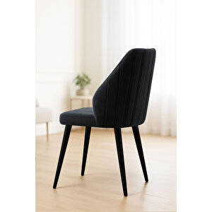 Aras Mutfak/salon Sandalyesi Baby Face Kumaş Metal Siyah Ayak 1 Adet ( Antrasit Kumaş Siyah Ayak) Antrasit - Siyah