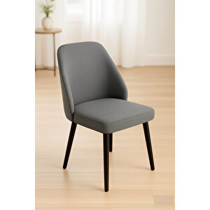 Sandalye Mutfak/salon Sandalyesi Baby Face Kumaş Metal Siyah Ayak 1 Adet ( Gri Kumaş Siyah Ayak) Gri