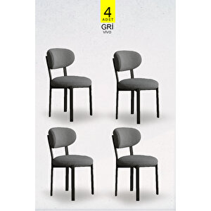 Vivo Serisi 4 Adet Metal Ayaklı Tedy Kumaş Sandalye (4adet Gri̇) Gri