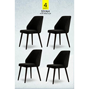 Sandalye 4 Adet Mutfak/salon Sandalyesi Baby Face Kumaş Metal Siyah Ayak ( Siyah ) Siyah