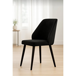 Sandalye 4 Adet Mutfak/salon Sandalyesi Baby Face Kumaş Metal Siyah Ayak ( Siyah ) Siyah