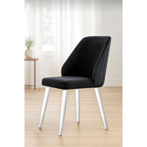 Aras Mutfak/salon Sandalyesi Baby Face Kumaş Metal Siyah Ayak 1 Adet ( Antrasit Kumaş Beyaz Ayak) Antrasit Beyaz