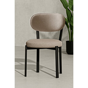 Vivo Serisi 2 Adet Metal Ayaklı Tedy Kumaş Sandalye (kahverengi̇) Kahveregi