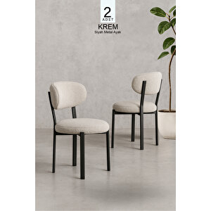 Vivo Serisi 2 Adet Metal Ayaklı Tedy Kumaş Sandalye (krem) Krem
