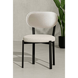 Vivo Serisi 2 Adet Metal Ayaklı Tedy Kumaş Sandalye (krem) Krem