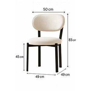 Vivo Serisi 2 Adet Metal Ayaklı Tedy Kumaş Sandalye (krem) Krem