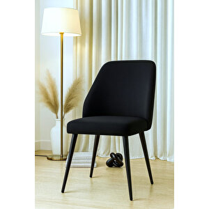 Aras Mutfak/salon Sandalyesi Baby Face Kumaş Metal Siyah Ayak 1 Adet ( Siyah Kumaş Siyah Ayak) Siyah - Siyah