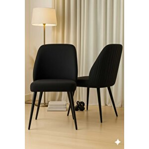 Aras Mutfak/salon Sandalyesi Baby Face Kumaş Metal Siyah Ayak 1 Adet ( Siyah Kumaş Siyah Ayak) Siyah - Siyah