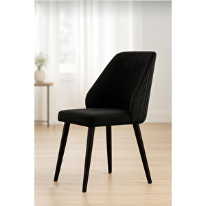 Sandalye 6 Adet Mutfak/salon Sandalyesi Baby Face Kumaş Metal Siyah Ayak ( Siyah Kumaş Siyah Ayak) Siyah - Siyah