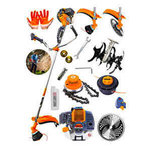 Bakir Sargi Çapa Hedi̇yeli̇ Yan Ti̇pi̇ Benzi̇nli̇ Ot Çali Çi̇m Bi̇çme Tirpan Maki̇nasi Canavar Baslik