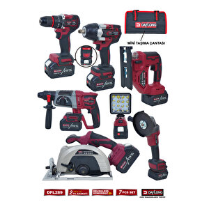 Pro 7'li̇ Set 1300nm Somun+185mm Sunta Kesme+dekupaj+6 Kademe Devi̇r Ayarli Taşlama Dfl-289