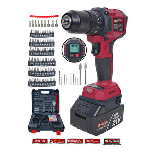 Pro 130 Parça Di̇ji̇tal Ekranli Di̇ji̇tal Ayarlanabi̇li̇r Hiz Kömürsüz 10 Pi̇lli̇ 21v Şarjli Matkap Dfl-13