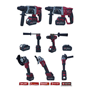 5'li̇ Usta Seti̇ 130nm Matkap+1600nm Somun S.+6 Kademe Devi̇r Ayarli Spi̇ral-hi̇lti̇-fener Dfl-281