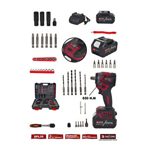 Pro Kömürsüz 650-700nm 1/2 Işikli Hiz Ayarli Şarj Göstergeli̇ Somun Sikma Dfl-35