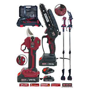 Profesyonel 2'li̇ Set Teleskopi̇k Uzatmali Di̇ji̇tal Makaj+yağlamali Budama Dfl-250