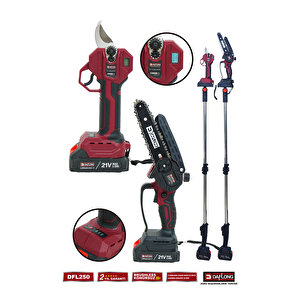 Profesyonel 2'li̇ Set Teleskopi̇k Uzatmali Di̇ji̇tal Makaj+yağlamali Budama Dfl-250