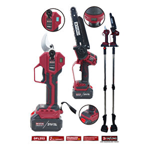 Pro 10 Pi̇lli̇ 2.1m Teleskopi̇k Uzatmali 2'li̇ 40mm Bağ Makasi+oto Yağlamali Dal Budama Dfl-252