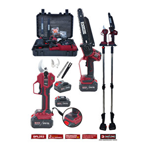 Pro 10 Pi̇lli̇ 2.1m Teleskopi̇k Uzatmali 2'li̇ 40mm Bağ Makasi+oto Yağlamali Dal Budama Dfl-252