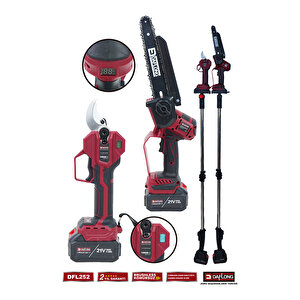 Pro 10 Pi̇lli̇ 2.1m Teleskopi̇k Uzatmali 2'li̇ 40mm Bağ Makasi+oto Yağlamali Dal Budama Dfl-252