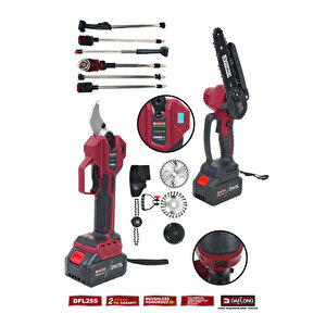 Profesyonel 4'lü Set Şarjli Di̇ji̇tal Makas Uzatma Kolu Yağlamali Budama Şarjli Tirpan Dfl-255