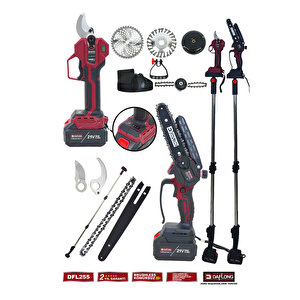 Profesyonel 4'lü Set Şarjli Di̇ji̇tal Makas Uzatma Kolu Yağlamali Budama Şarjli Tirpan Dfl-255