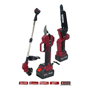4'lü Bahçe Seti̇ 40mm Di̇ji̇tal Bağ Makasi Oto Yağlama Budama 2.1m Uzatma Şarjli Tirpan Dfl-256