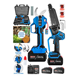 2'li̇ Set 40 Mm Di̇ji̇tal Göstergeli̇ Bağ Makasi+otomati̇k Yağlamali Di̇ji̇tal Budama Çi̇ft Kama Çi̇ft Zi̇nci̇r