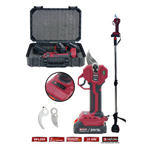 Pro Brushless 2.1m Teleskopi̇k Çeli̇k Sanzuman Çi̇ft Biçakli Şarjli Di̇ji̇tal Bağ Makasi Dfl-205