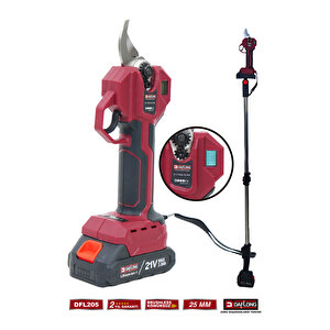 Pro Brushless 2.1m Teleskopi̇k Çeli̇k Sanzuman Çi̇ft Biçakli Şarjli Di̇ji̇tal Bağ Makasi Dfl-205