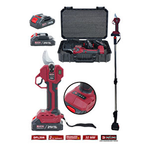 2.1m Teleskopi̇k Uzatma Kizakli Bakir Sargi Yedek Biçakli Şarjli Di̇ji̇tal Bağ Makas Dfl-206