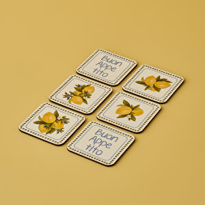 Lemoncello 6'lı Bardak Altlığı (10x10 Cm) Çok Renkli