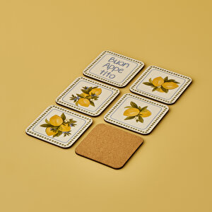 Lemoncello 6'lı Bardak Altlığı (10x10 Cm) Çok Renkli