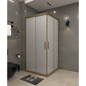 120 X 120 Kumlama  Cam Desen 01  Kare Köşe Girişli Kabin İnox Profil 6mm 120x120 cm