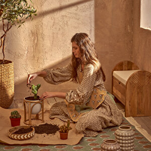 Glim Saksı Krem (22x22x25 Cm) Krem