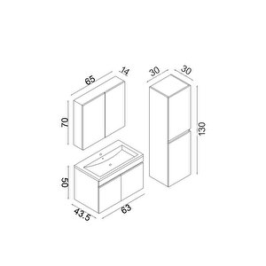 Teta Home Tokyo 65 Cm Mdf Banyo Dolabı Seti + Boy Dolabı Antrasit