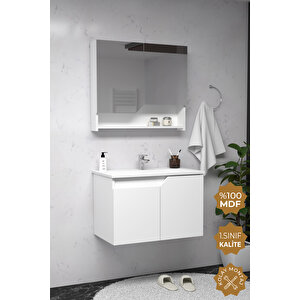 Napoli 80 Cm Mdf Banyo Dolabı Seti Beyaz
