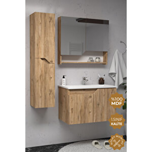 Napoli 65 Cm Mdf Banyo Dolabı Seti + Boy Dolabı Atlantik Çam