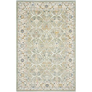 Zaraf Mint Yeşil Halı Etnik Desen İnce Eskitme Vintage Halı Oturma Odası Salon Yazlık Halı 100x200 cm