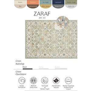Zaraf Mint Yeşil Halı Etnik Desen İnce Eskitme Vintage Halı Oturma Odası Salon Yazlık Halı 100x200 cm
