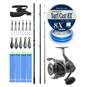 Yekoutdoor Profesyonel Olta Seti Shimano Kamış Alivio Surf T 450 Bx-g 4,50m 225g 3pc&okuma Tomcat Tmc-8000 6+1bb Olta Makinesi