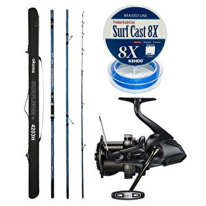 Yekoutdoor Profesyonel Olta Seti Okuma Surfliner+ Surf 420cm 3 Parça Olta Kamışı&shimano Makina Speedmaster 14000 Xtd