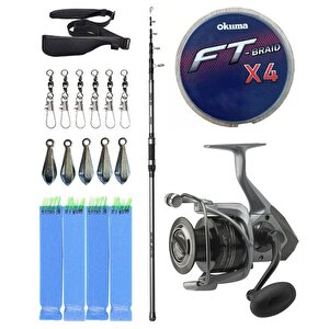 Yek Outdoor Hazır Olta Seti Okuma Alaris Light Tele Surf 420cm 100-250gr Surf Kamışı &okuma Tomcat Tmc-8000 Olta Makinesi