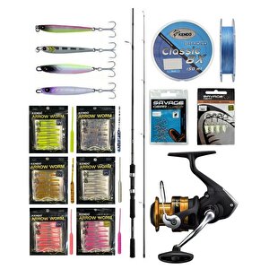 Yekoutdoor Fireworm Lrf Seti Shimano Kamış Fx Xt Spinning Moderate Fast 2,10m 1-11g 2pc&shimano Makina Fx 1000 Fc